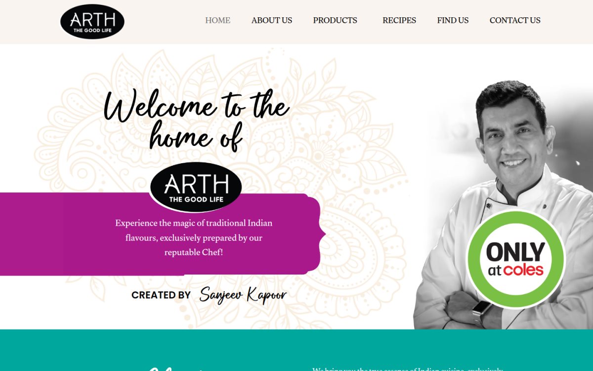 Arth Foods — desktop view