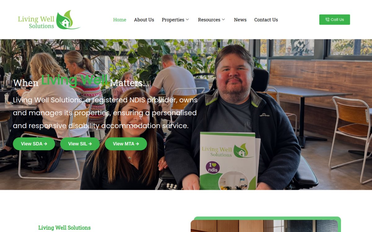Living Well Solutions — desktop view