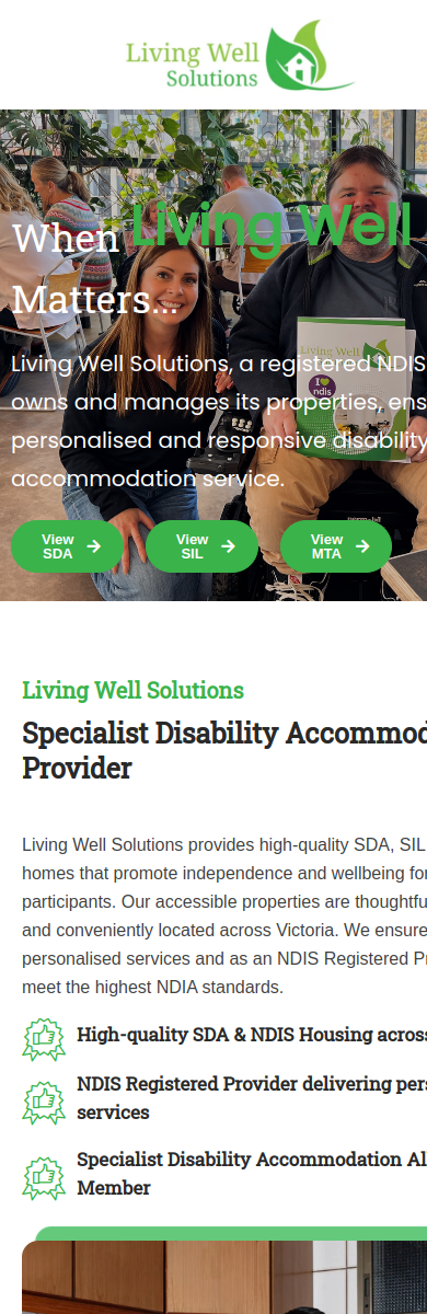 Living Well Solutions — mobile view
