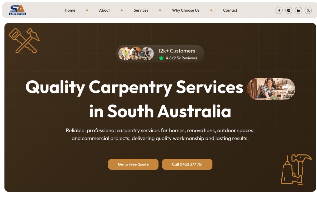 SA Carpenters — desktop view