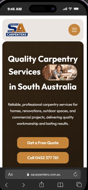 SA Carpenters — mobile view