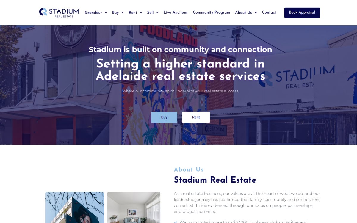 Stadium Real Estate — desktop view