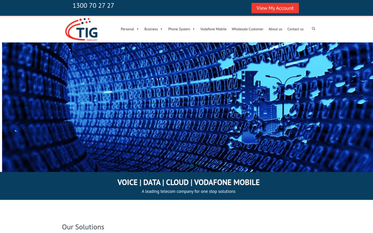 TIG Telecom — desktop view