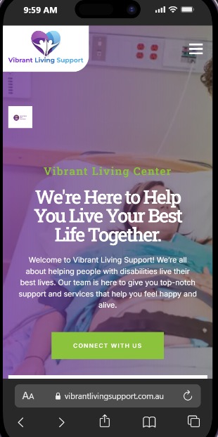 Vibrant Living Support — mobile view