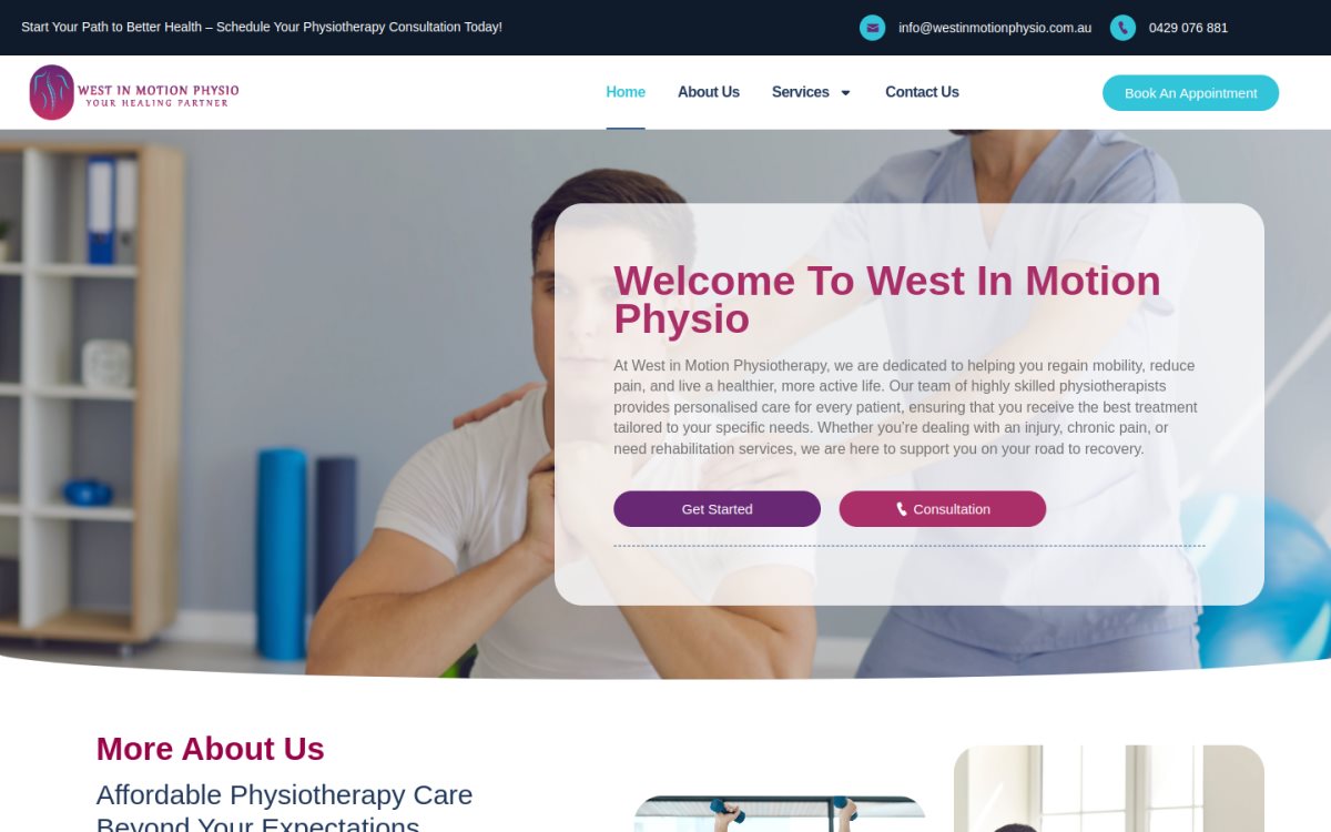West In Motion Physio — desktop view