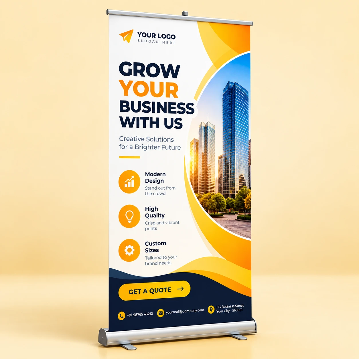Grow Your Business roll-up standee sample